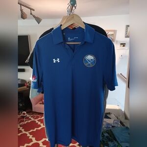 Under Armour Buffalo sabers NHL labatt Blue embroidered polo Tee size end